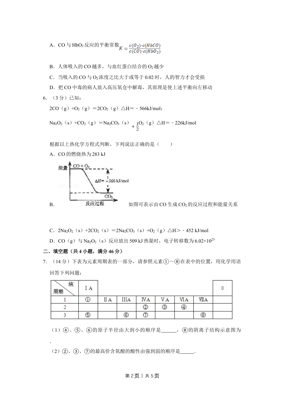 2009年高考化学试卷（天津）（空白卷）.doc_第2页