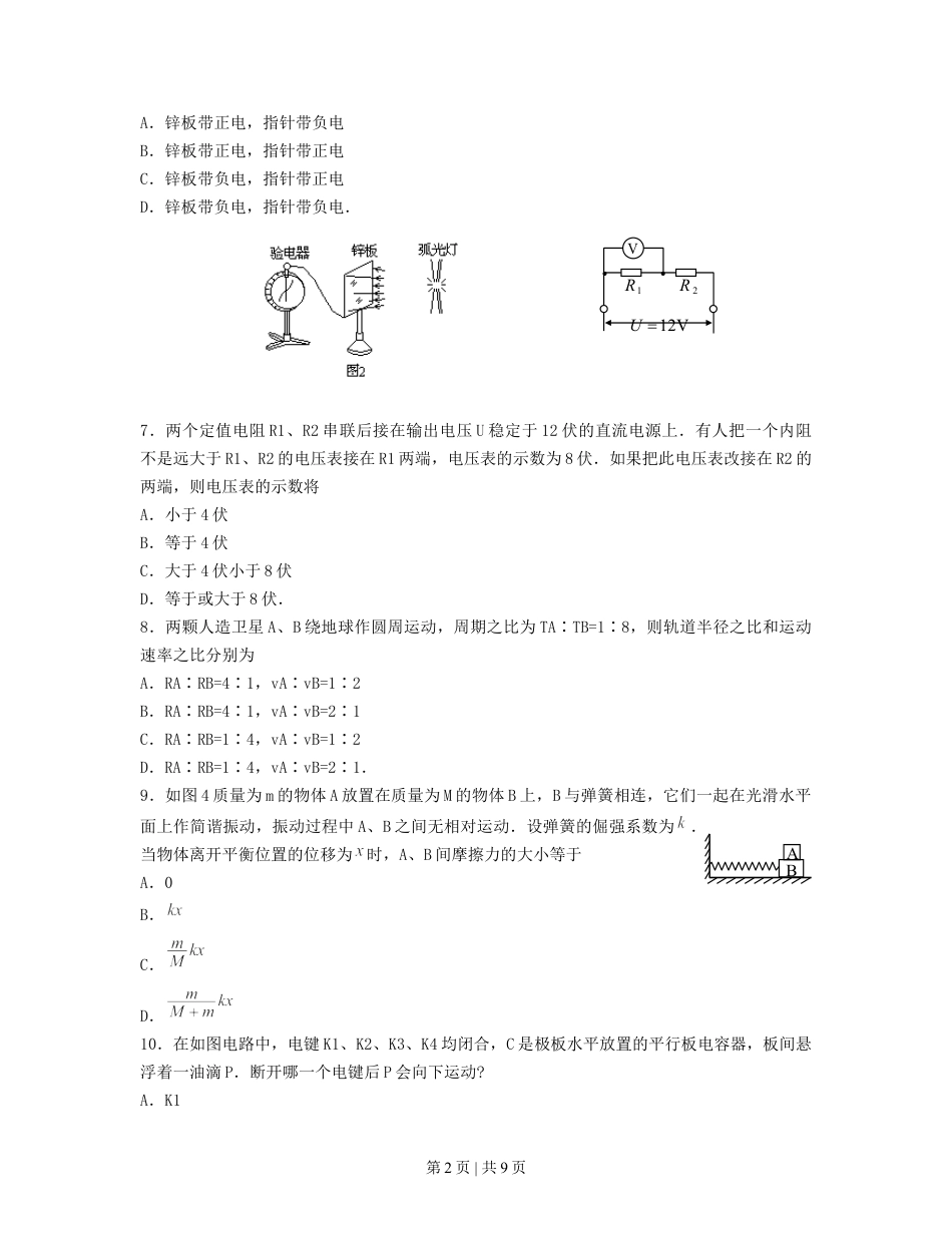 1995年湖北高考物理真题及答案.doc_第2页