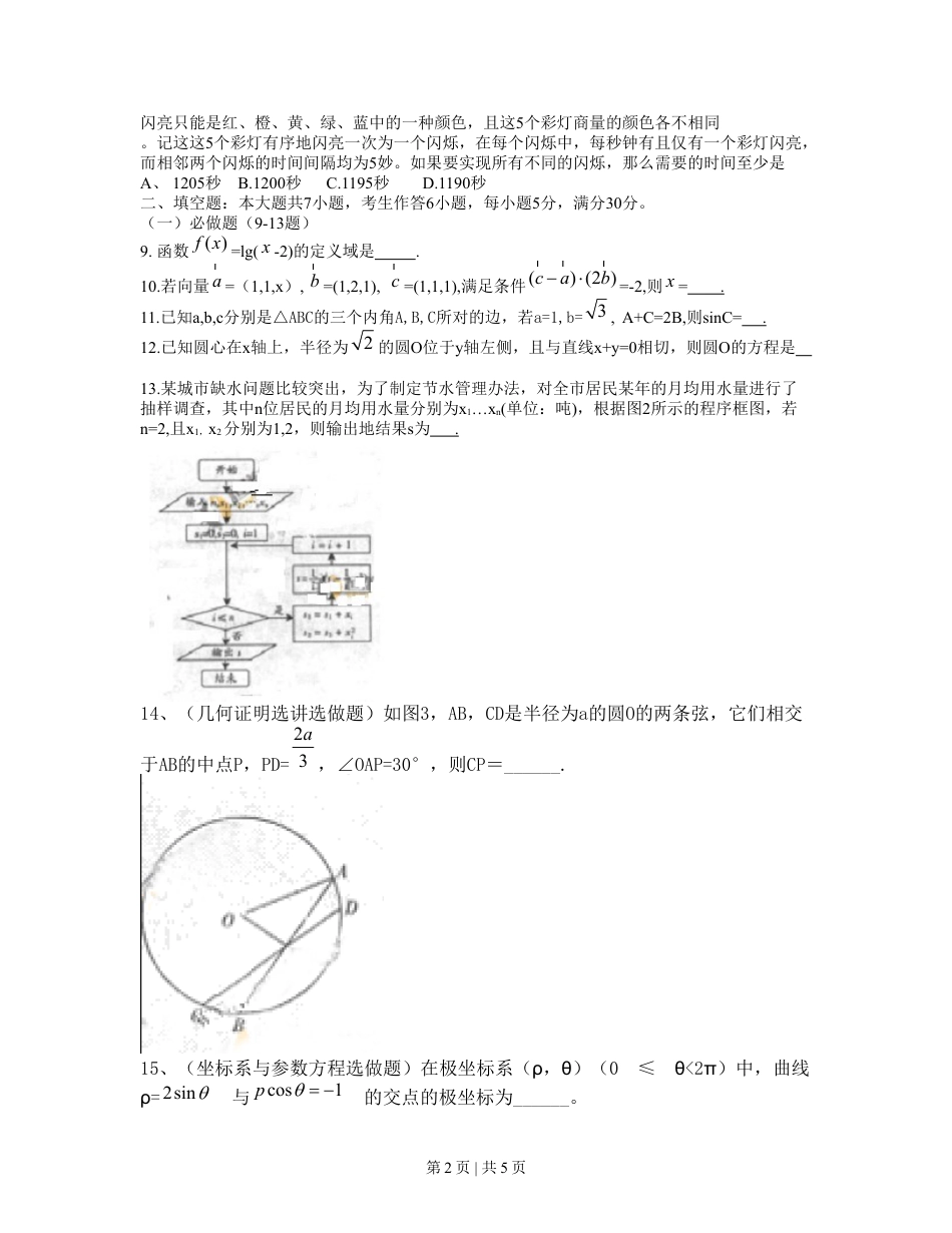 2010年高考数学试卷（理）（广东）（空白卷）.doc_第2页