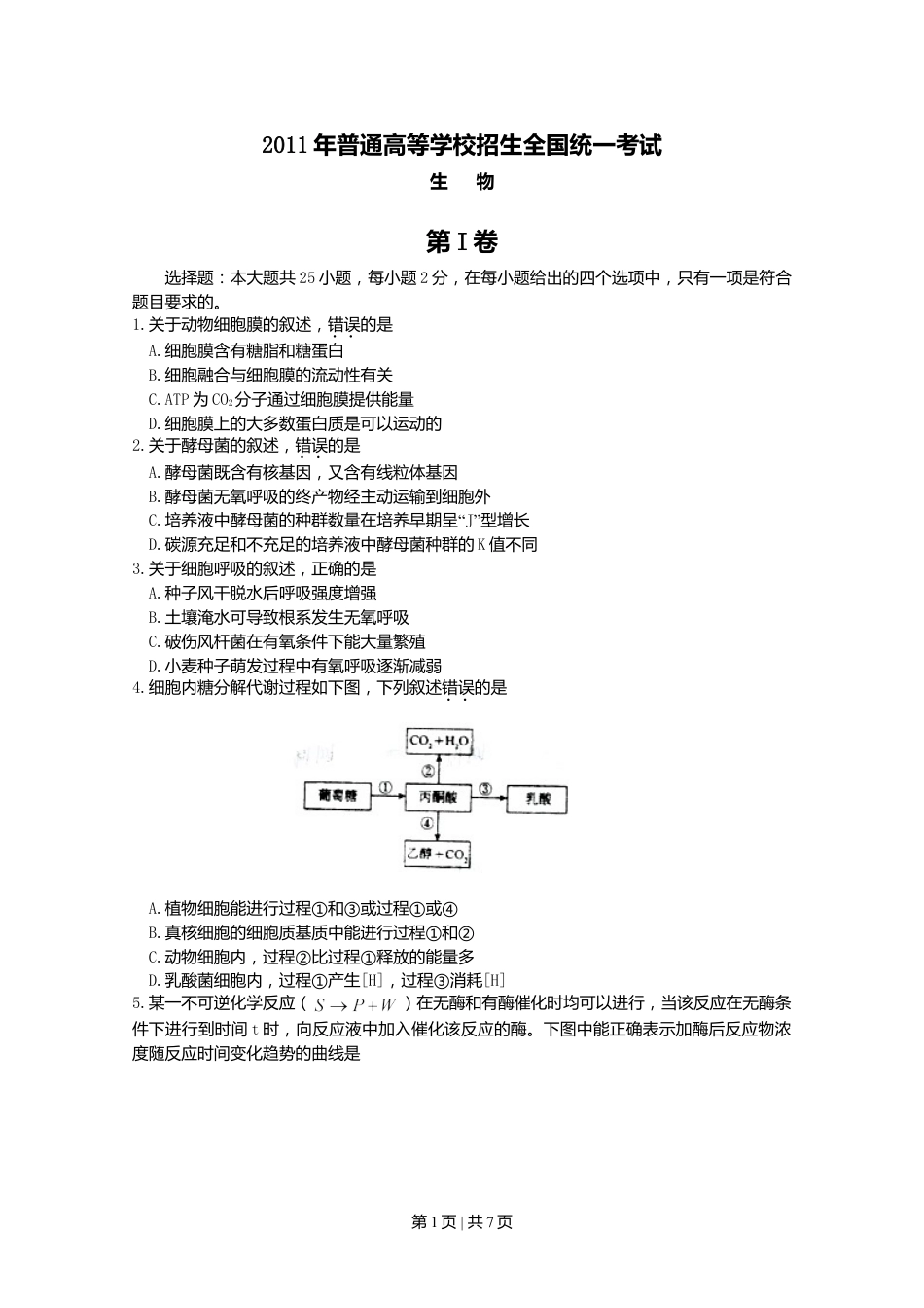 2011年高考生物试卷（海南）（空白卷）.doc_第1页