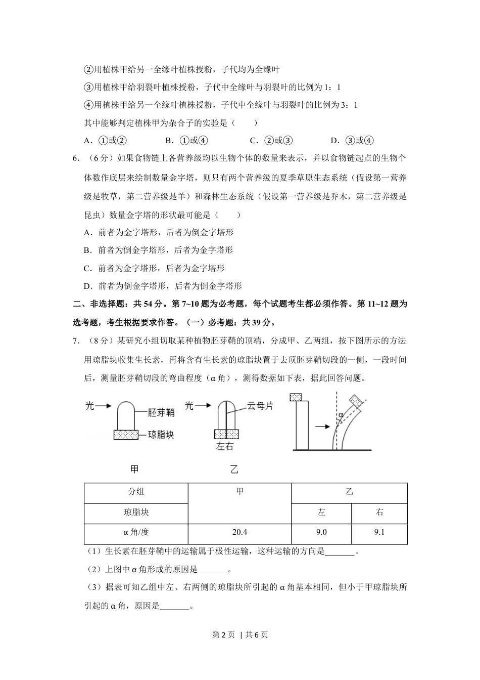 2019年高考生物试卷（新课标Ⅱ）（空白卷）.docx_第2页