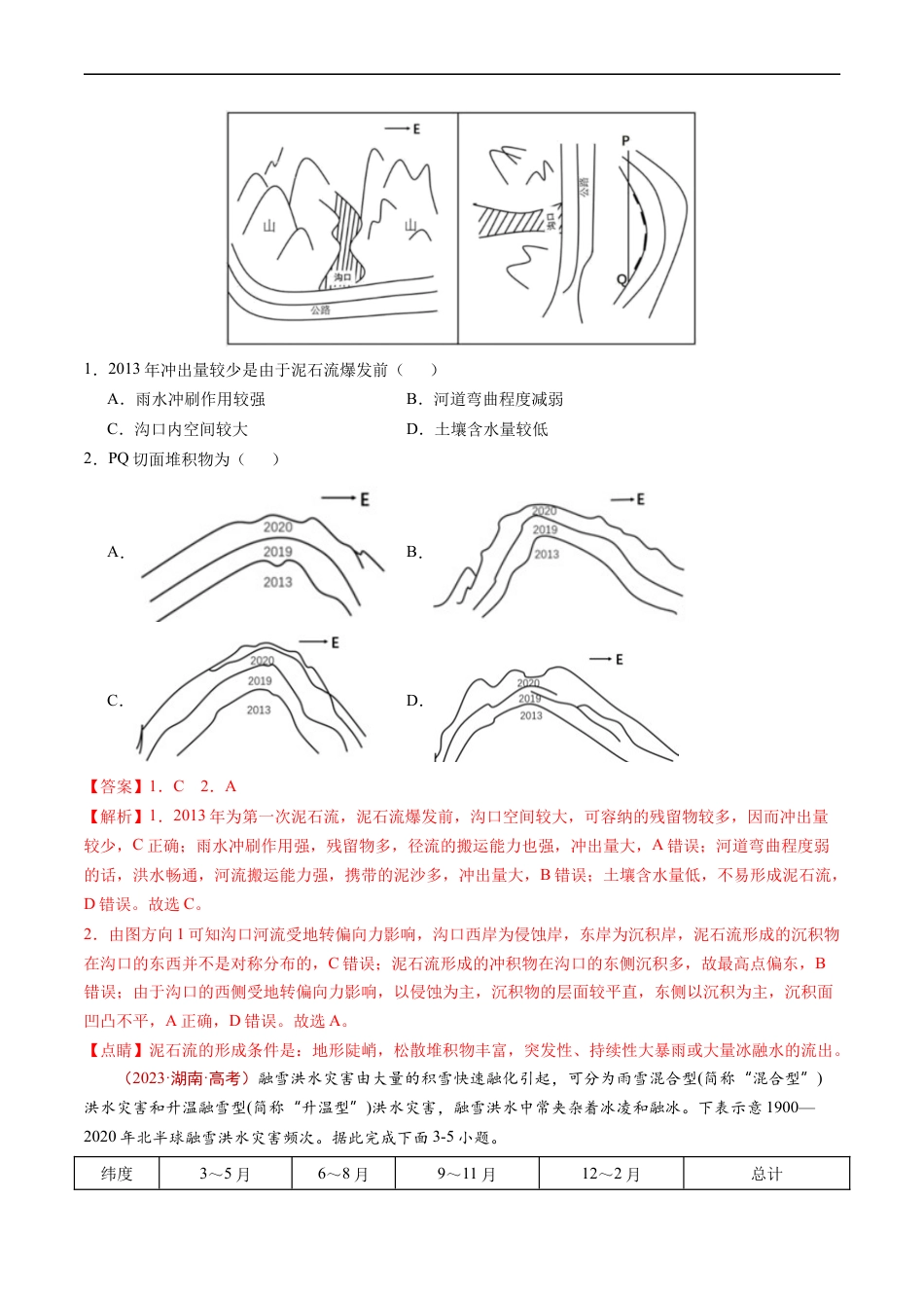 专题07  自然灾害与地理信息技术-五年（2019-2023）高考地理真题分项汇编（解析版）.docx_第2页