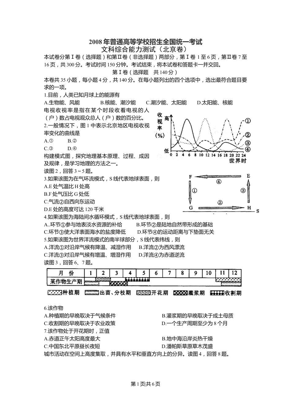 2008年高考地理试卷（北京）（解析卷）.doc_第1页