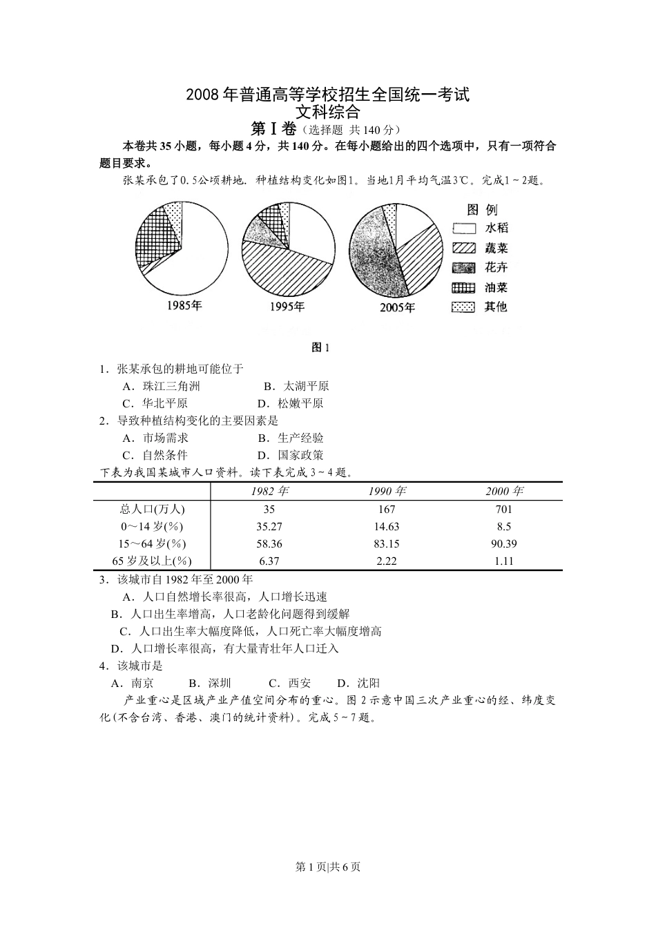 2008年高考地理试卷（浙江）（解析卷）.doc_第1页