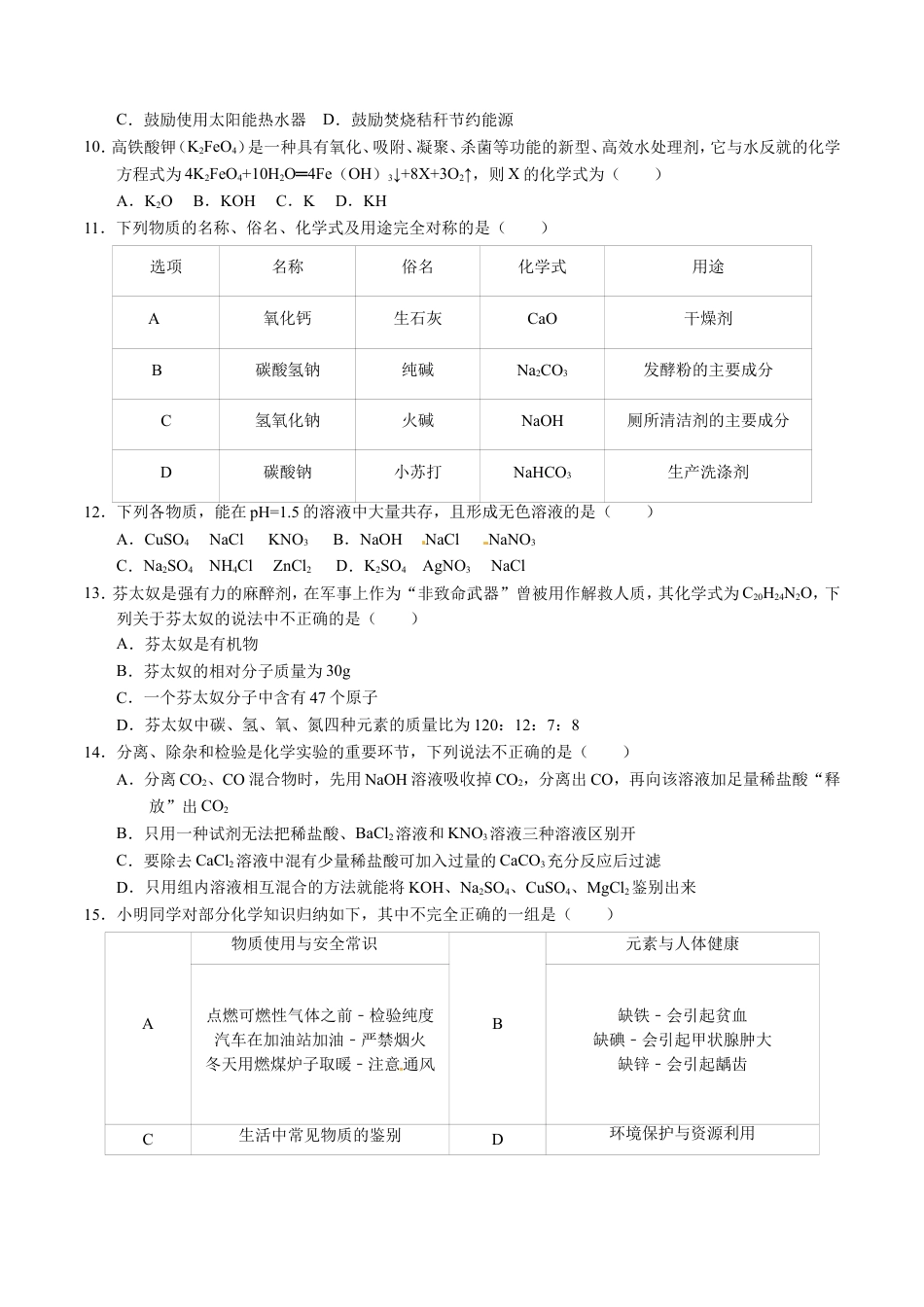 2016年辽宁省营口市中考化学试题（空白卷）kaoda.com.doc_第2页