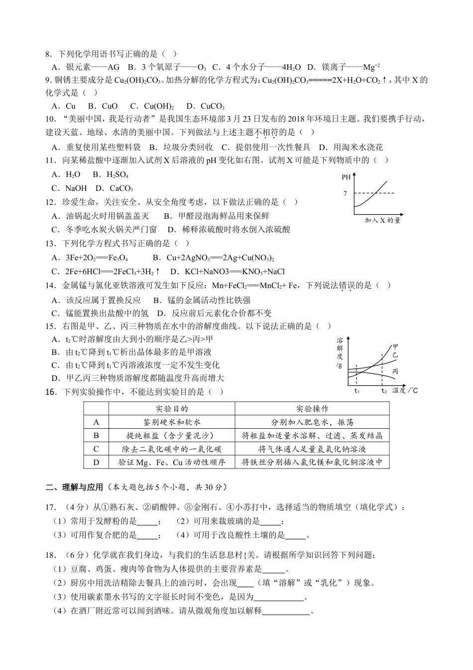 2018年德州市中考化学试卷及答案kaoda.com.doc_第2页