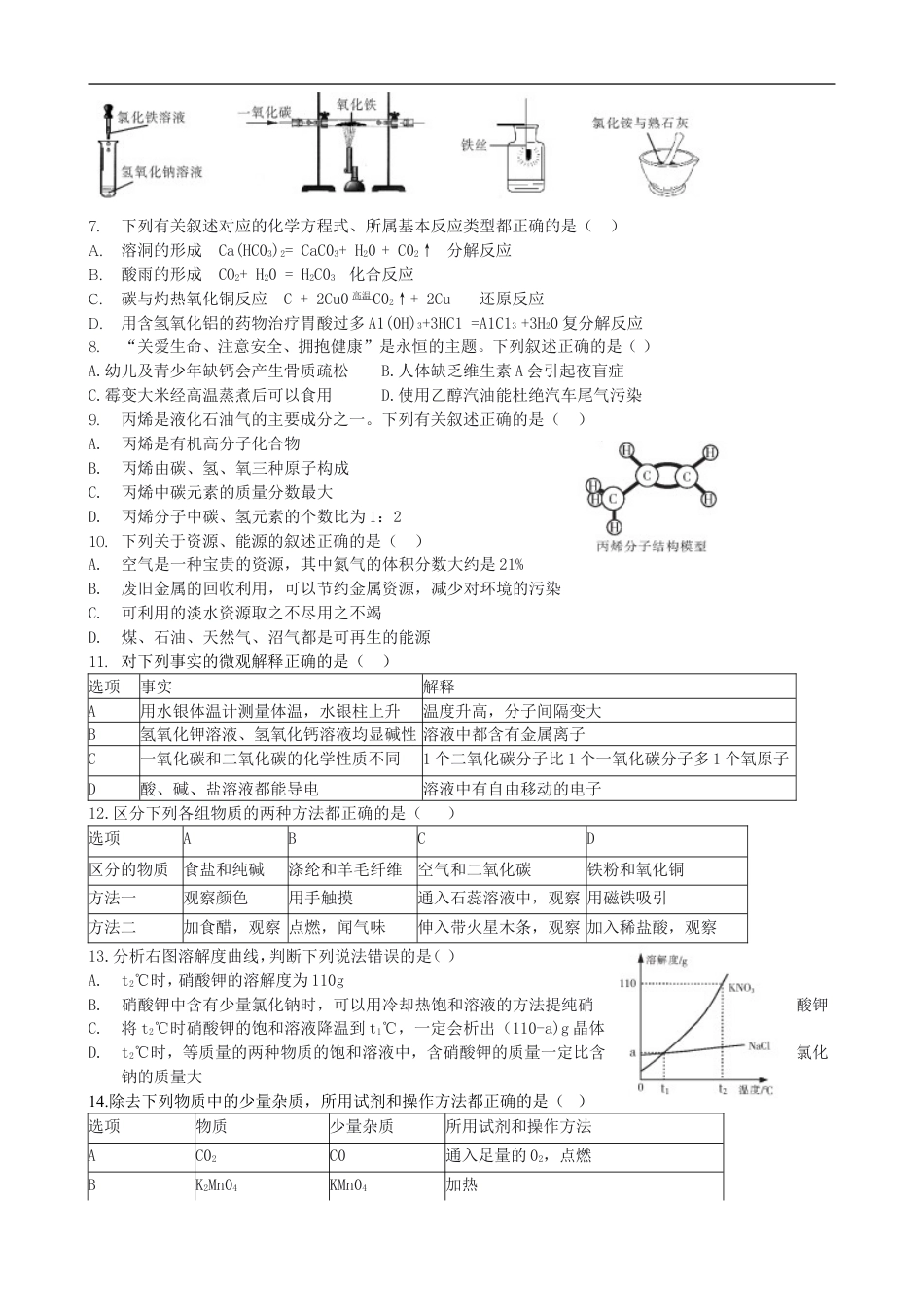 2019年哈尔滨市中考化学试题及答案kaoda.com.doc_第2页