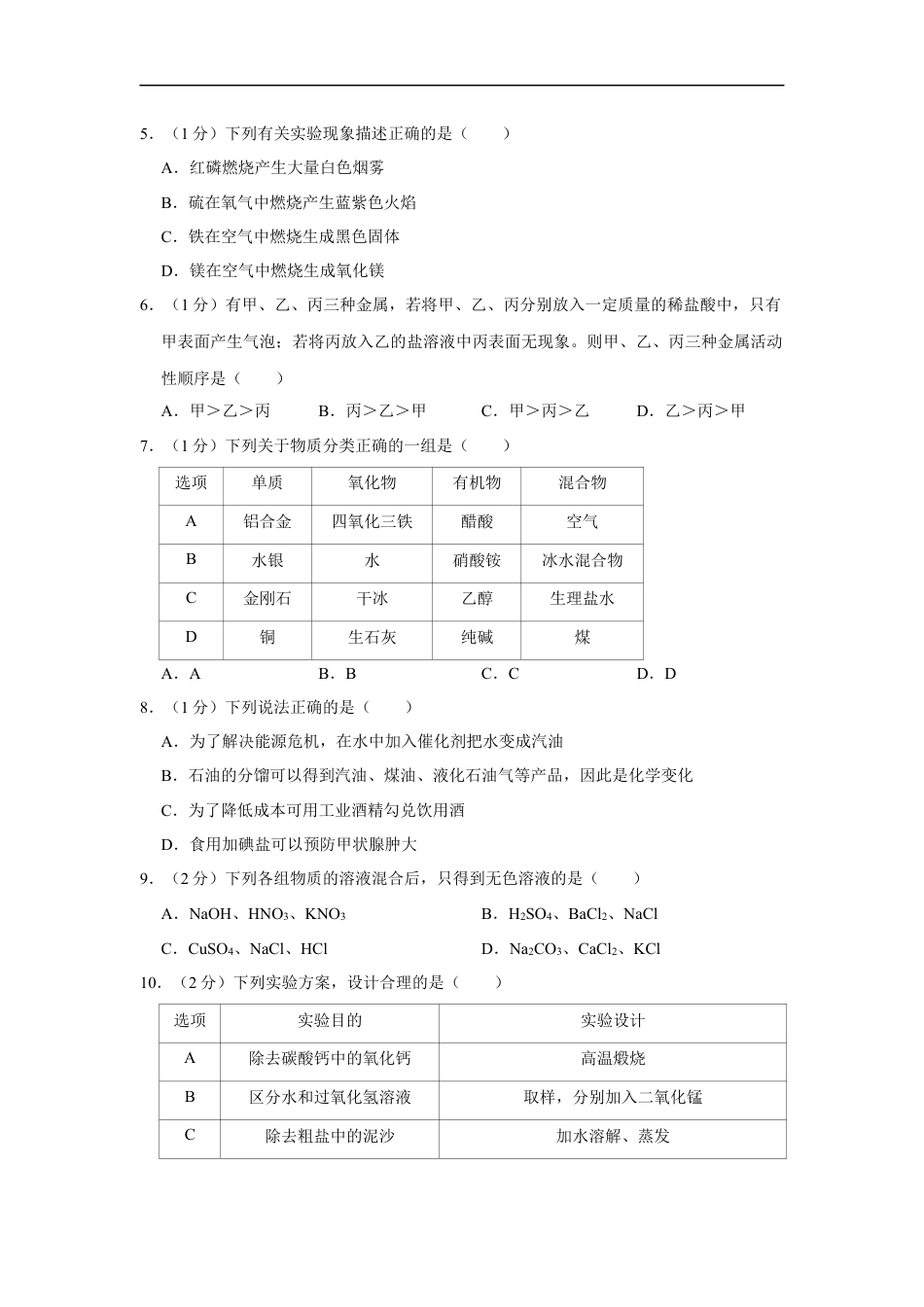 2019年辽宁省锦州市中考化学试题（空白卷）kaoda.com.docx_第2页