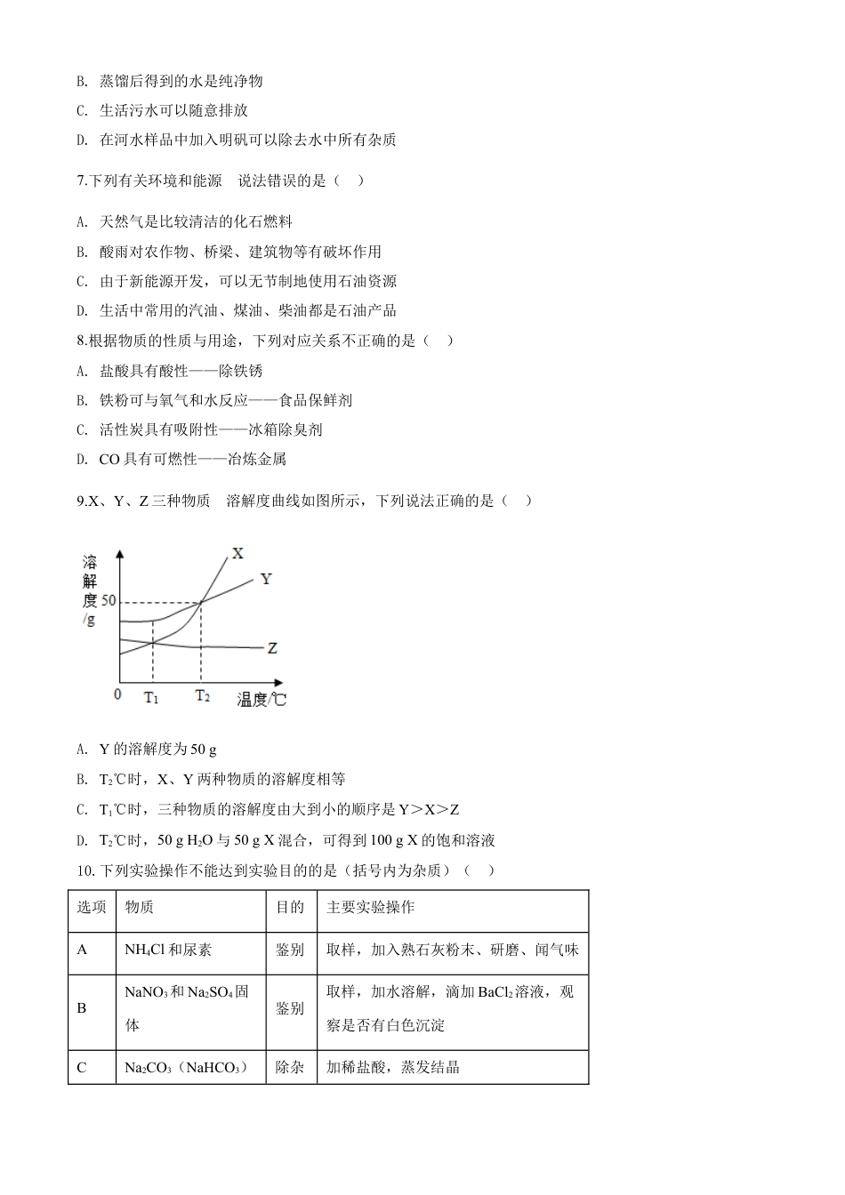 kaoda.com：新疆2020年中考化学试题（原卷版）kaoda.com.doc_第2页