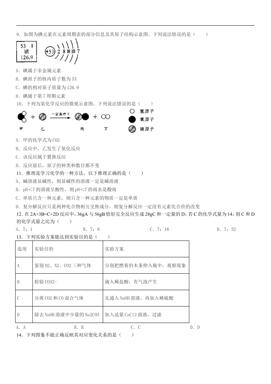 广西贵港市2019年中考化学真题试题kaoda.com.doc_第2页