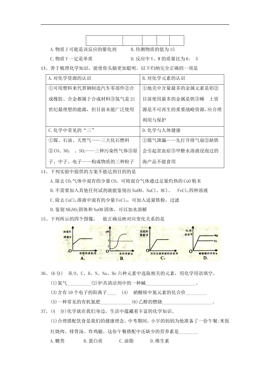 湖北省随州市2018年中考理综（化学部分）真题试题（含答案）kaoda.com.doc_第2页