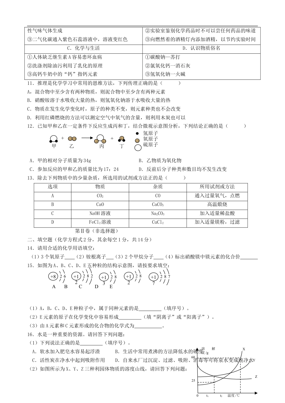 青海省西宁市2018年中考化学真题试题（含答案）kaoda.com.doc_第2页