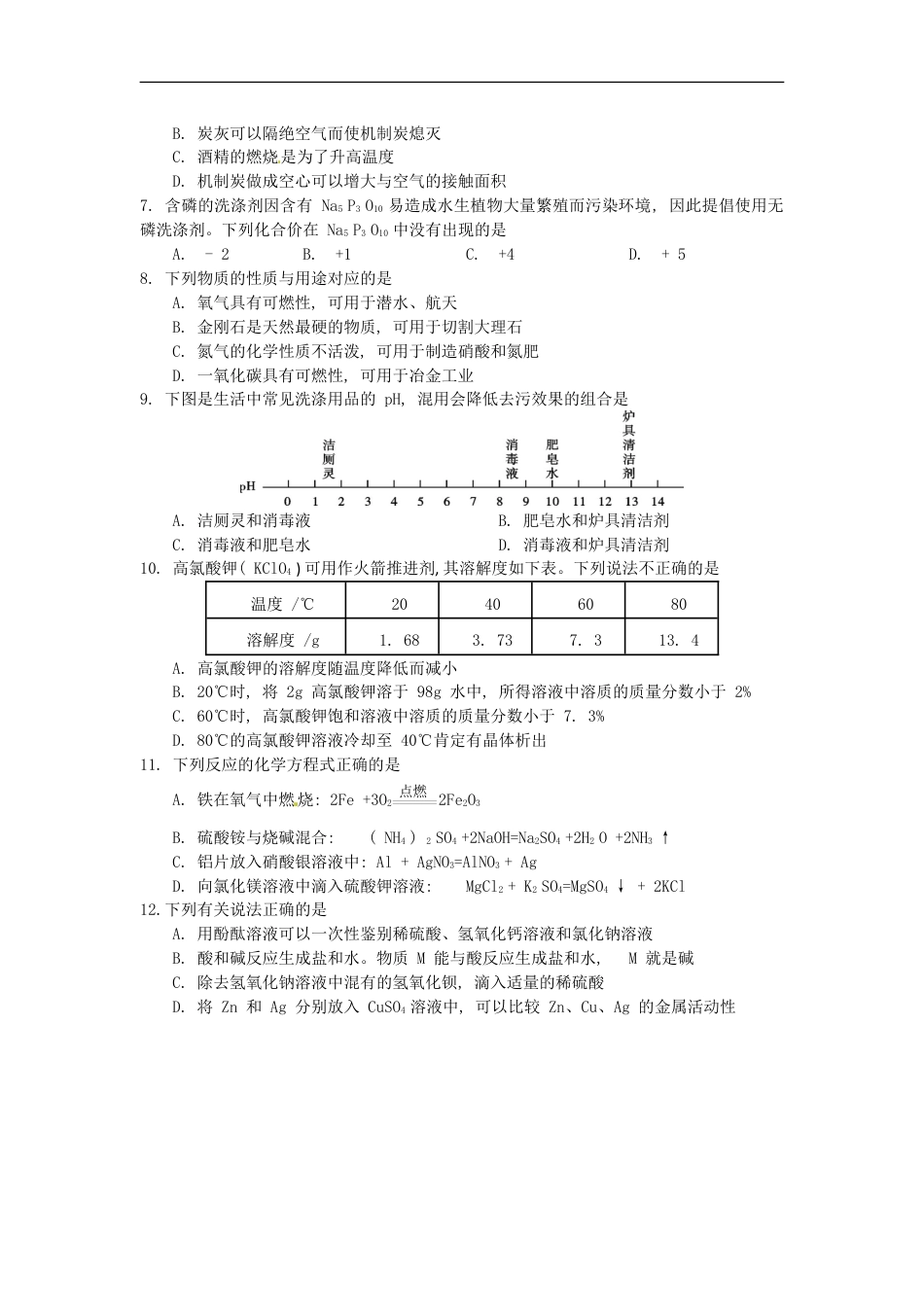 四川省雅安市2017年中考化学真题试题（含答案）kaoda.com.DOC_第2页