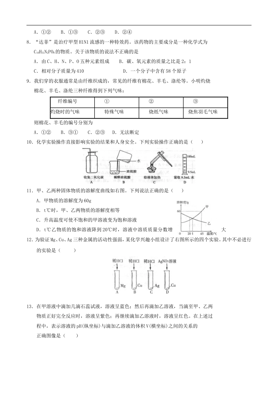 2009年潍坊市中考化学试卷及答案kaoda.com.doc_第2页