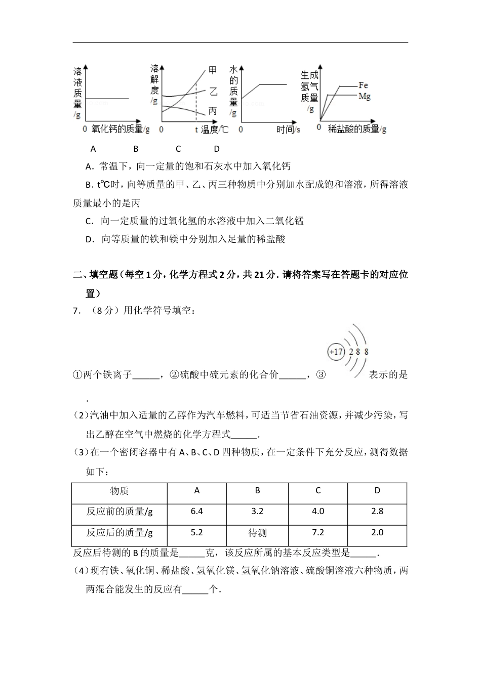 2015年内蒙古包头市中考化学试卷（含解析版）kaoda.com.doc_第2页