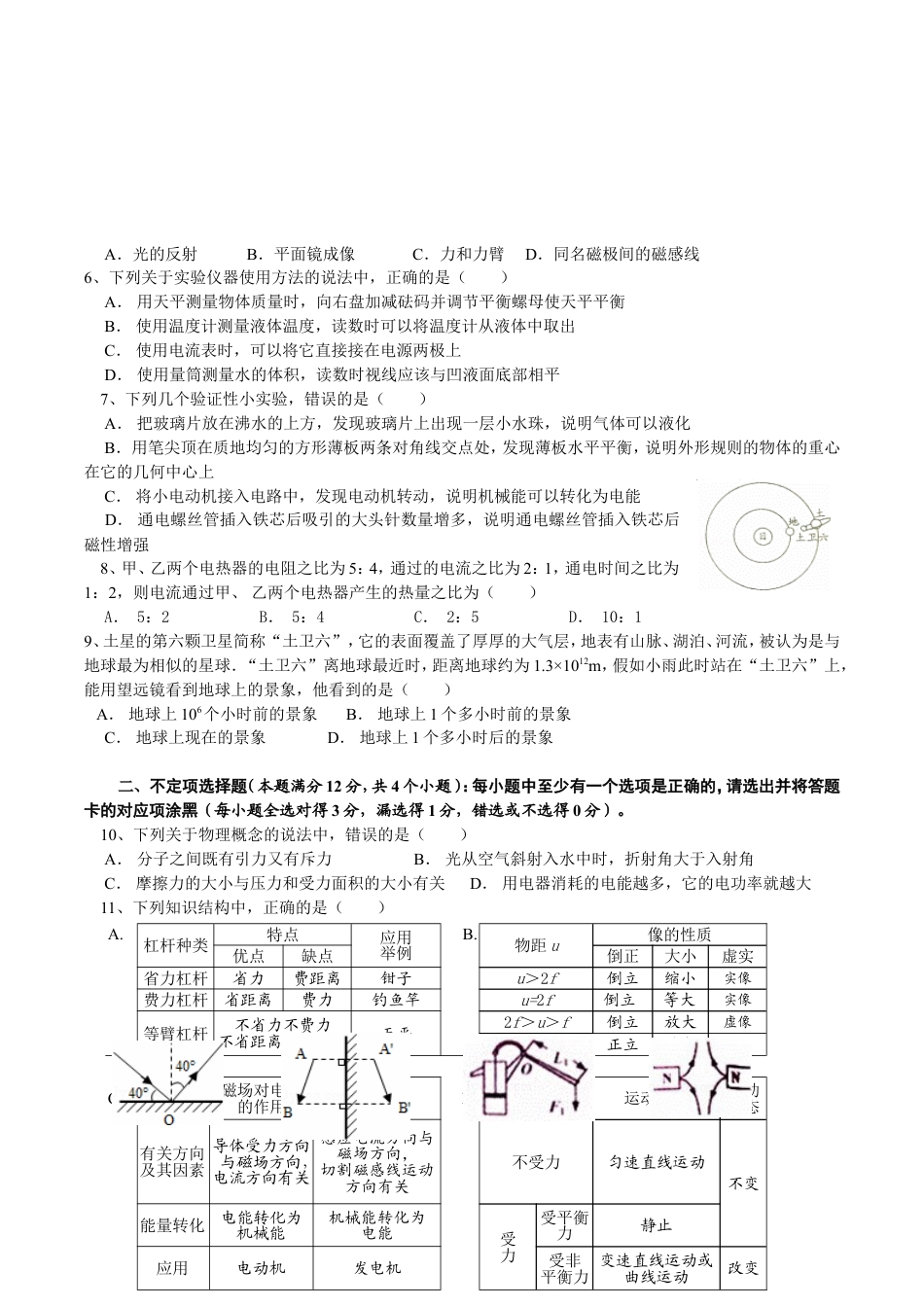 2014年青岛市中考物理试卷和答案kaoda.com.doc_第2页