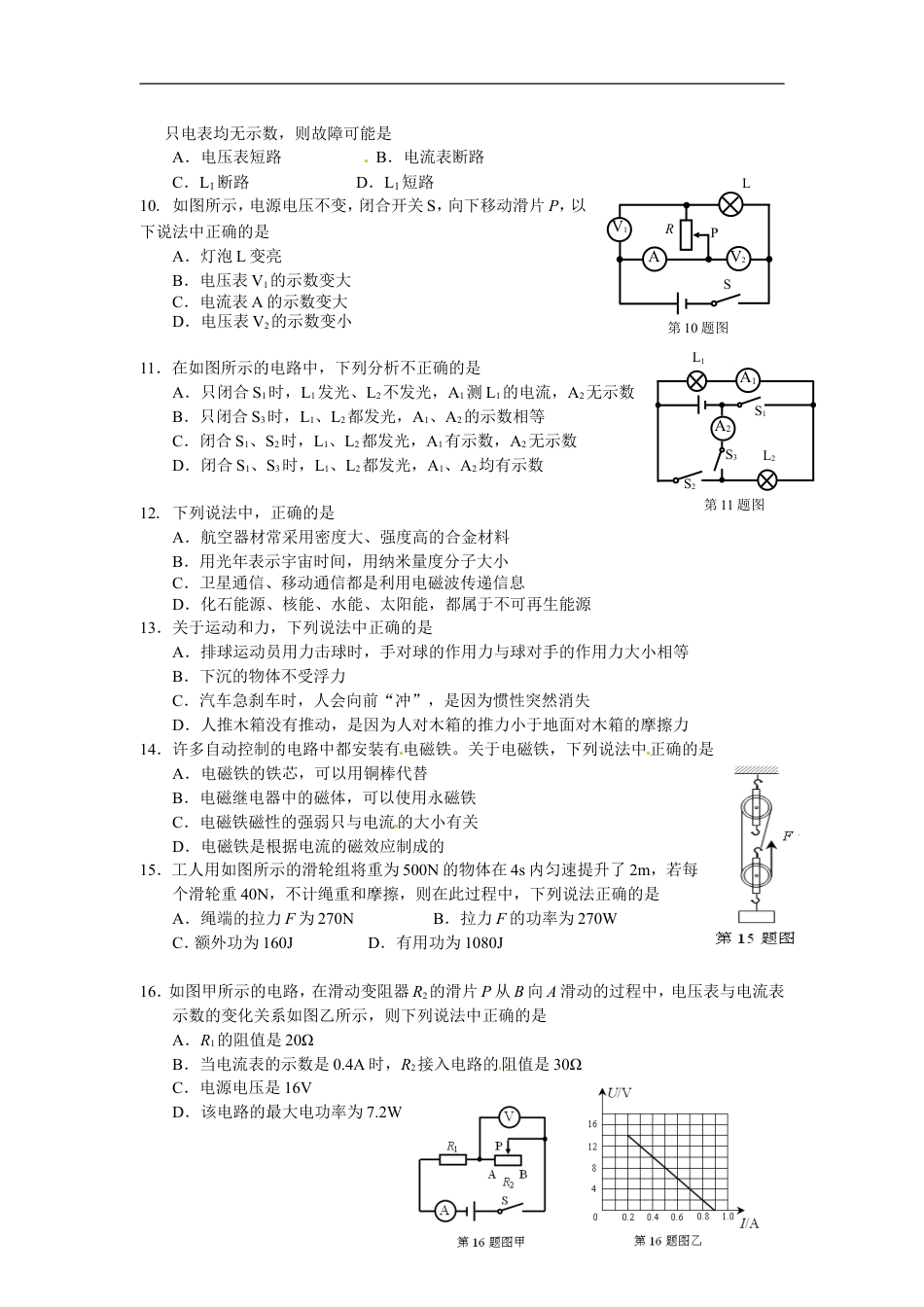 2015年甘肃省兰州市中考物理试题及答案kaoda.com.doc_第2页