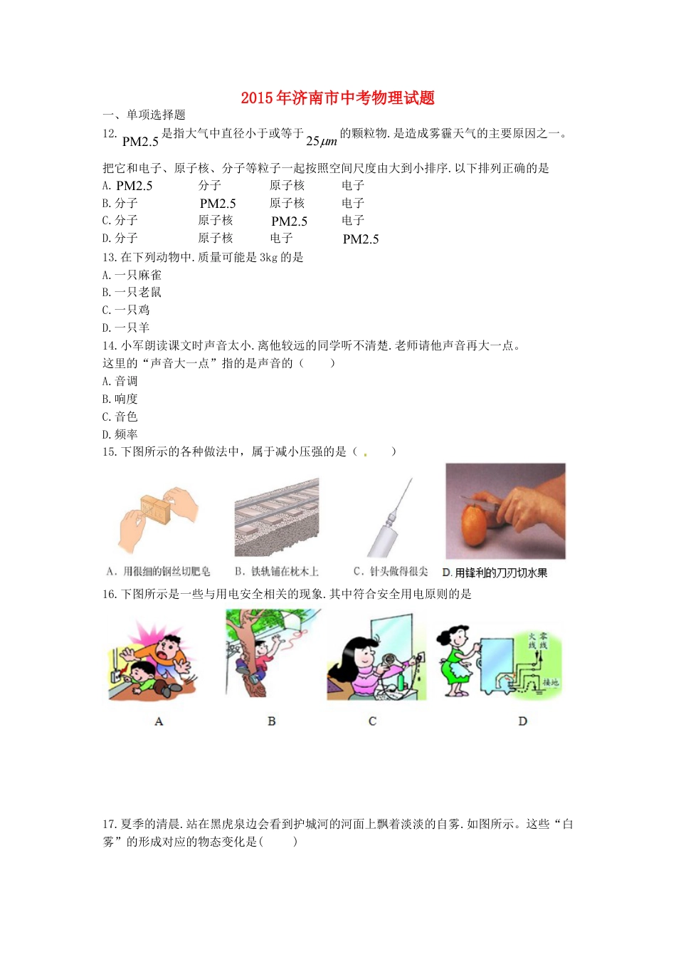 山东省济南市2015年中考物理真题试题（含答案）kaoda.com.doc_第1页