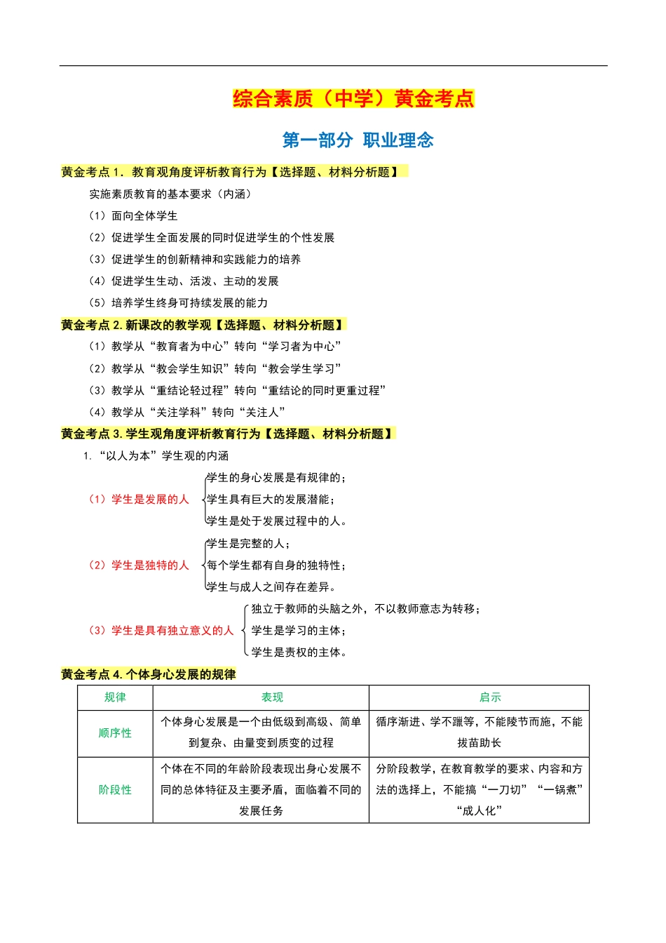 教师资格证之中学-综合素质黄金考点.pdf_第2页