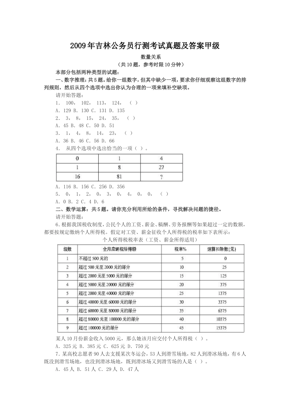 考大网_2009年吉林公务员行测考试真题及答案甲级.doc_第1页
