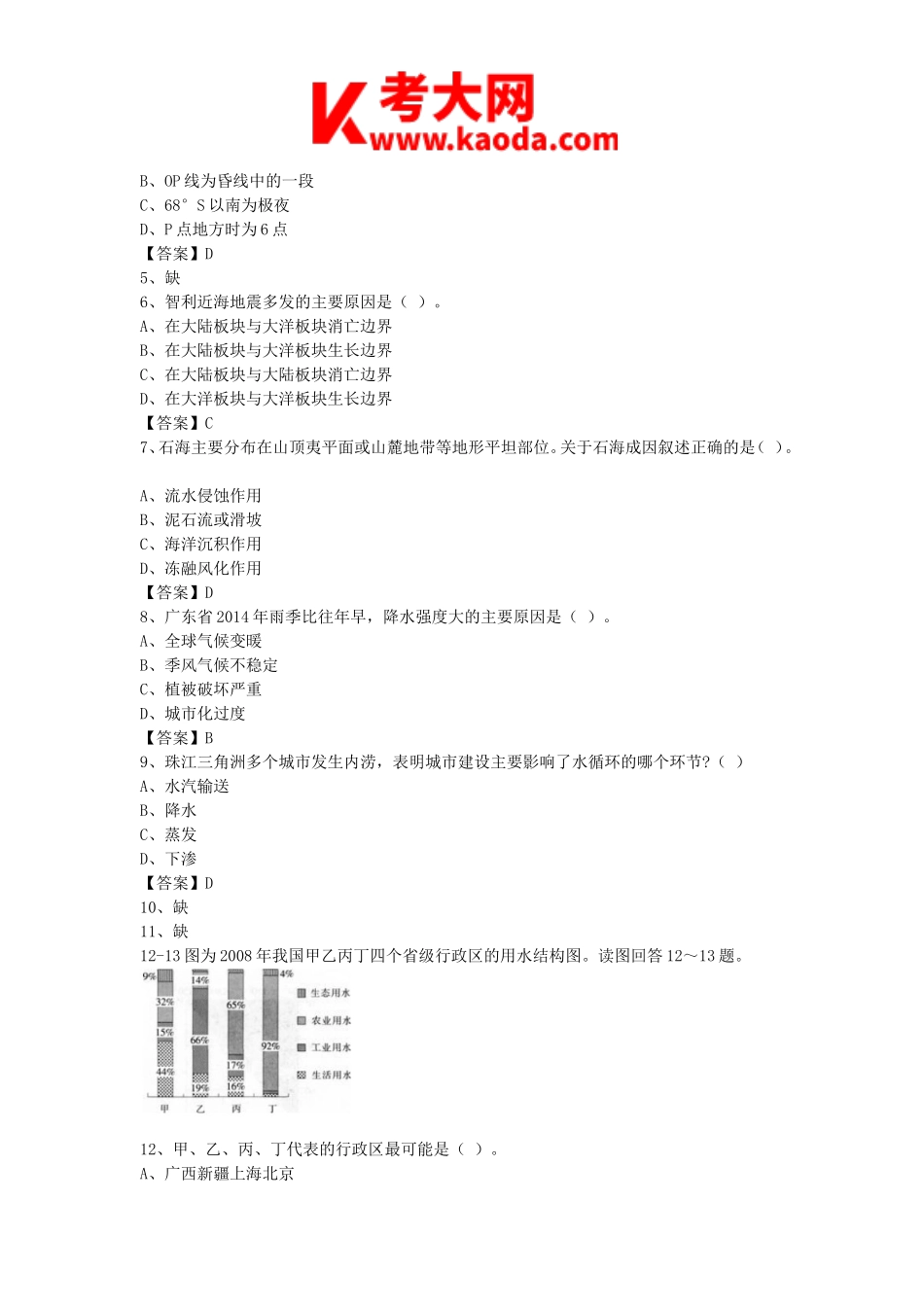 考大网_2015下半年安徽教师资格高中地理学科知识与教学能力真题及答案kaoda.com.doc_第2页