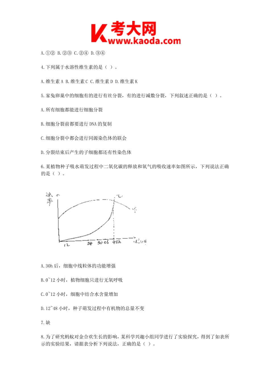 考大网_2020下半年安徽教师资格初中生物学科知识与教学能力真题及答案kaoda.com.doc_第2页