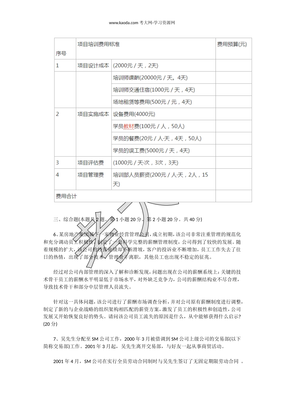 考大网_2013年11月四级人力资源管理师专业技能真题kaoda.com.doc_第2页