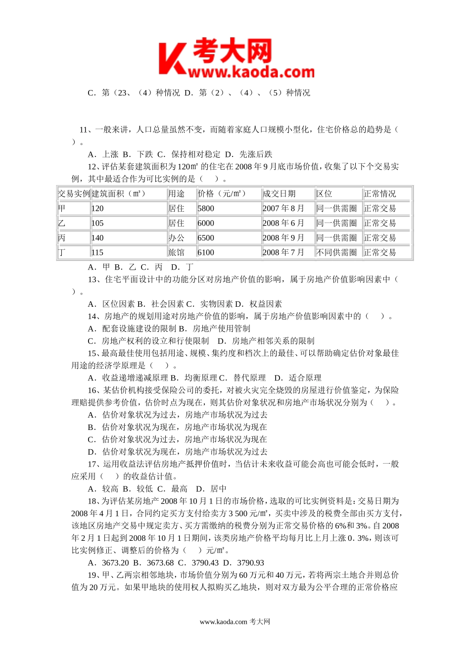 考大网_2008年房地产估价师房地产估价理论与方法考试真题kaoda.com.doc_第2页