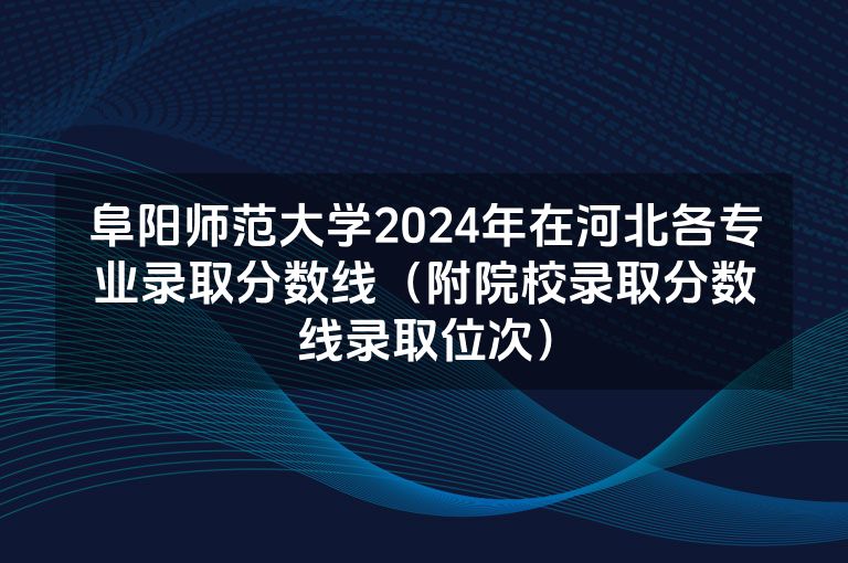 阜阳师范大学2024年在河北各专业录取分数线（附院校录取分数线录取位次）