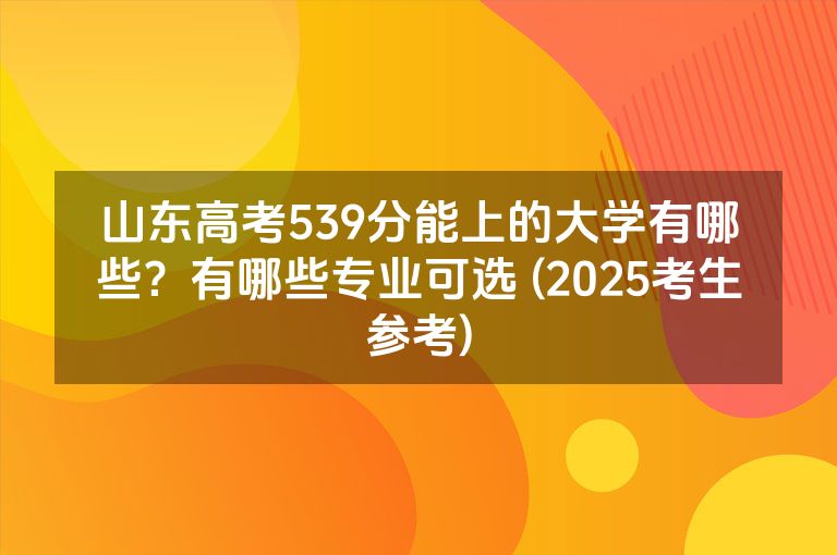 山东高考539分能上的大学有哪些？有哪些专业可选 (2025考生参考)