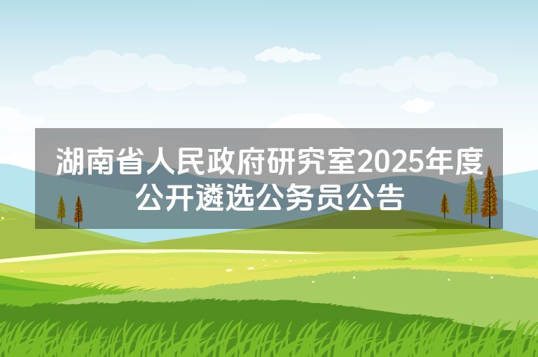湖南省人民政府研究室2025年度公开遴选公务员公告